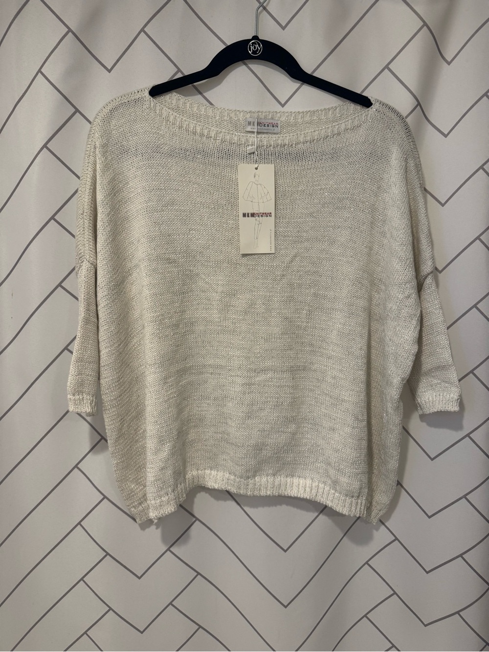 Vintage Y2K MKM Designs Cream with Light Metallic Sparkle Knit Sweater NWT